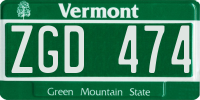 VT license plate ZGD474