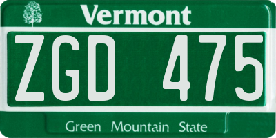 VT license plate ZGD475