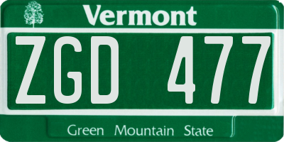 VT license plate ZGD477