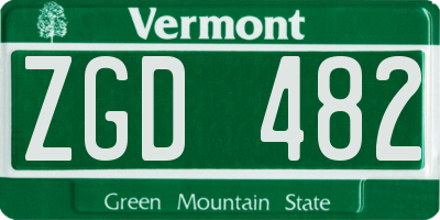 VT license plate ZGD482