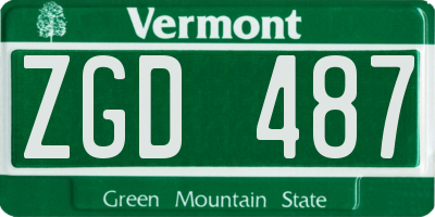 VT license plate ZGD487