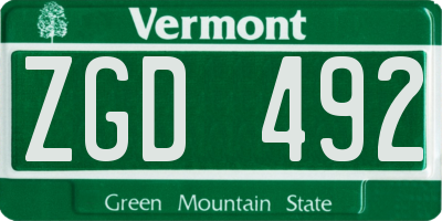 VT license plate ZGD492