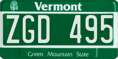 VT license plate ZGD495