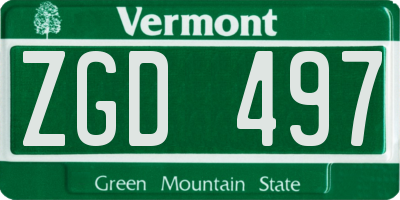 VT license plate ZGD497