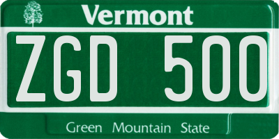 VT license plate ZGD500