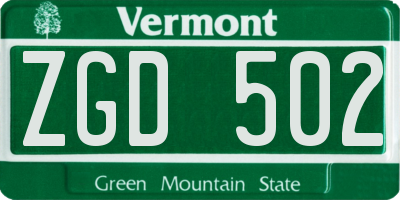VT license plate ZGD502
