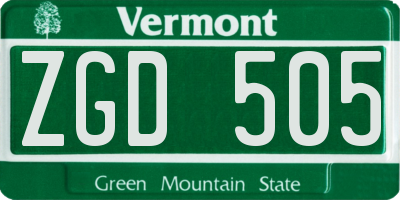 VT license plate ZGD505