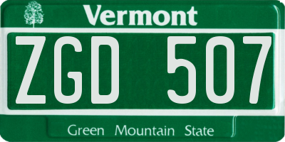 VT license plate ZGD507