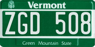 VT license plate ZGD508