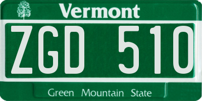 VT license plate ZGD510