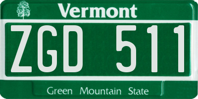 VT license plate ZGD511