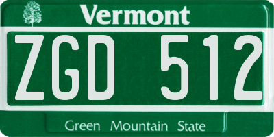 VT license plate ZGD512