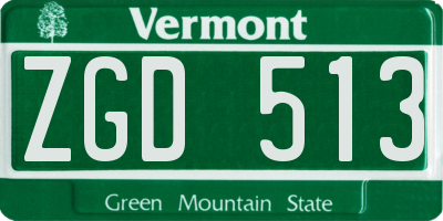 VT license plate ZGD513