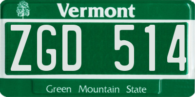 VT license plate ZGD514