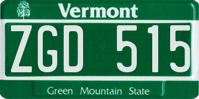 VT license plate ZGD515