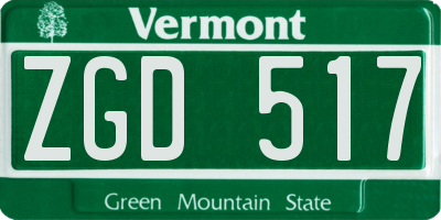 VT license plate ZGD517