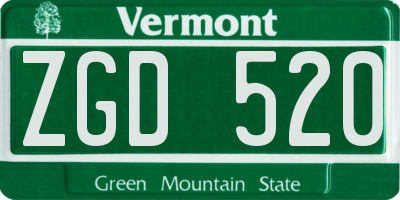 VT license plate ZGD520