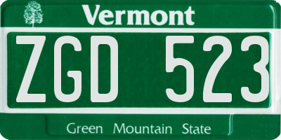 VT license plate ZGD523