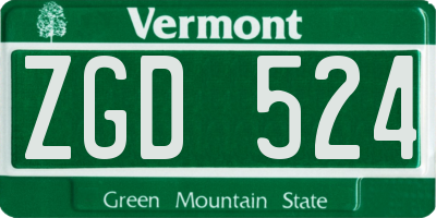 VT license plate ZGD524