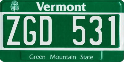 VT license plate ZGD531
