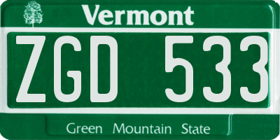 VT license plate ZGD533