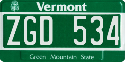 VT license plate ZGD534