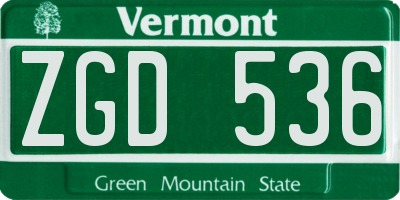 VT license plate ZGD536