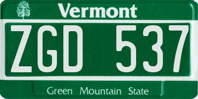 VT license plate ZGD537