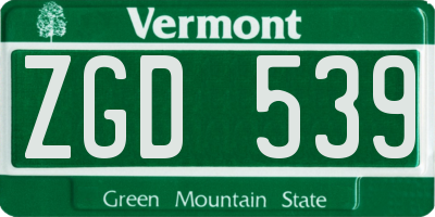 VT license plate ZGD539
