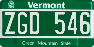 VT license plate ZGD546