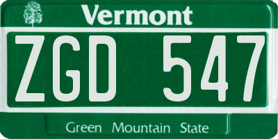 VT license plate ZGD547