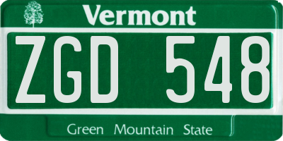VT license plate ZGD548
