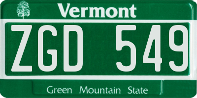 VT license plate ZGD549