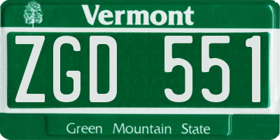VT license plate ZGD551