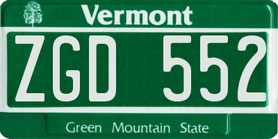 VT license plate ZGD552