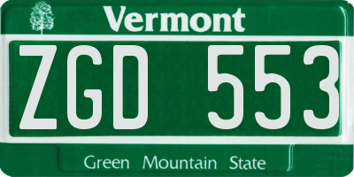 VT license plate ZGD553