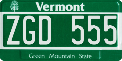 VT license plate ZGD555