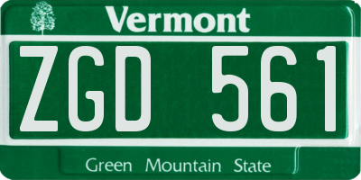 VT license plate ZGD561