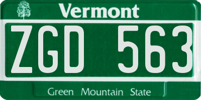 VT license plate ZGD563