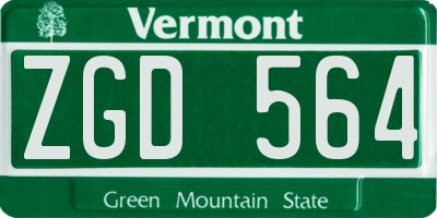 VT license plate ZGD564