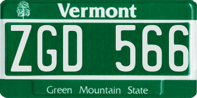 VT license plate ZGD566