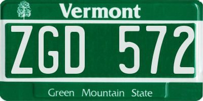 VT license plate ZGD572