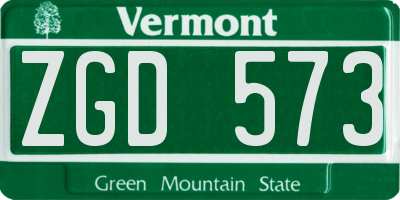 VT license plate ZGD573