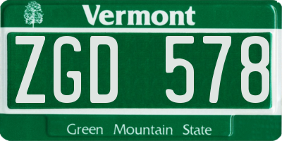 VT license plate ZGD578