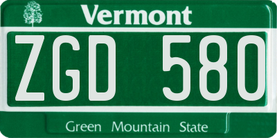 VT license plate ZGD580