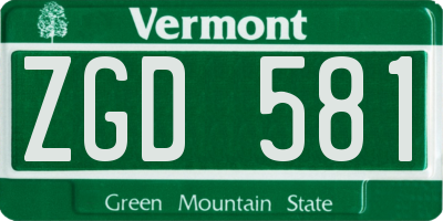 VT license plate ZGD581