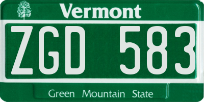 VT license plate ZGD583