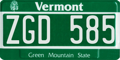 VT license plate ZGD585