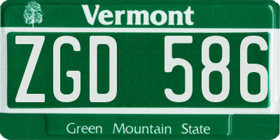 VT license plate ZGD586