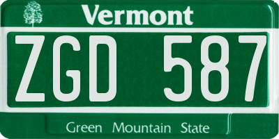VT license plate ZGD587